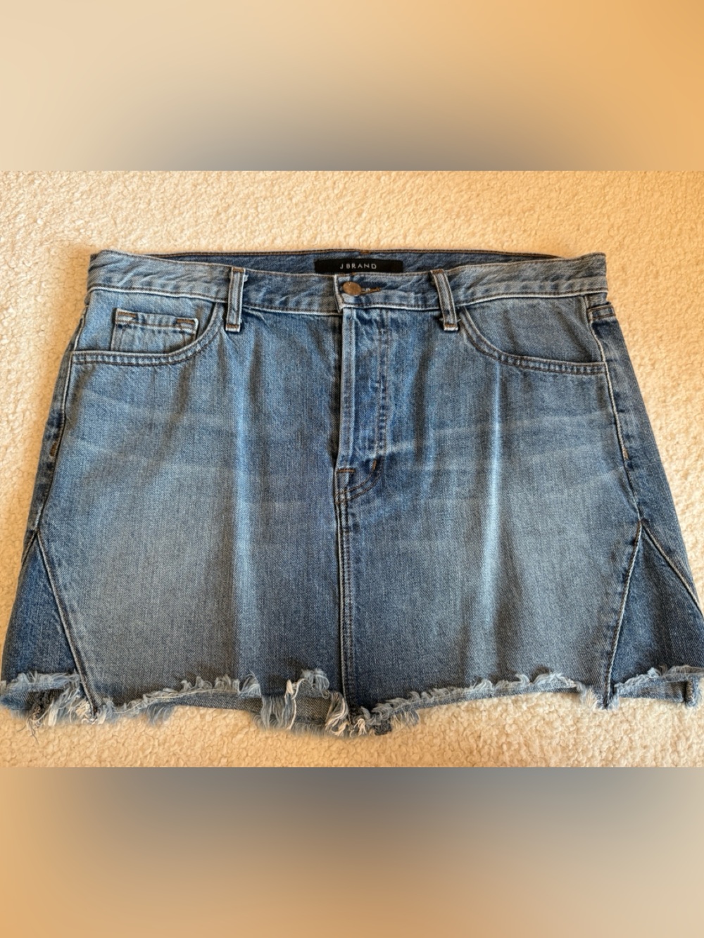 J Brand Washed Blue Denim Cutoff Shorts with Frayed Hem